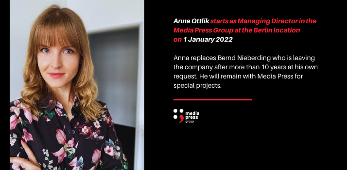 Bernd Nieberding leaves Media Press. Anna Ottlik has been appointed Managing Director